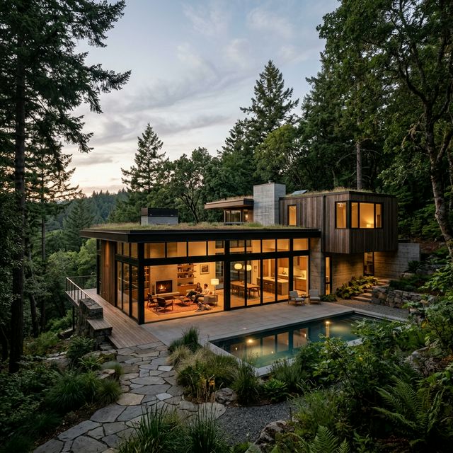 Maison moderne en harmonie avec la nature